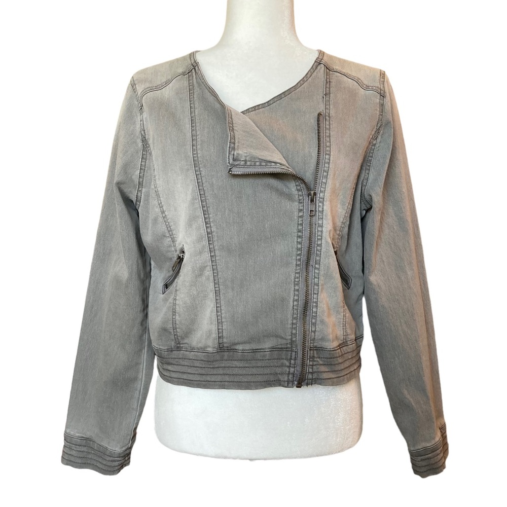 Jessica Simpson Maternity gray moto jacket, Sz L